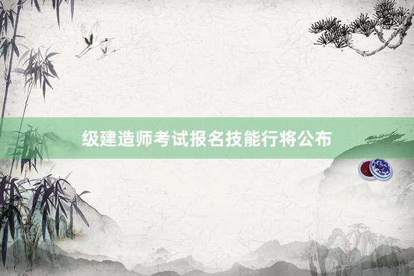 级建造师考试报名技能行将公布
