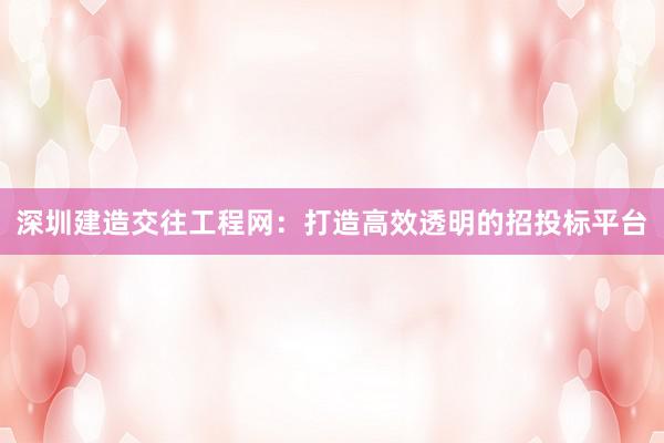 深圳建造交往工程网：打造高效透明的招投标平台
