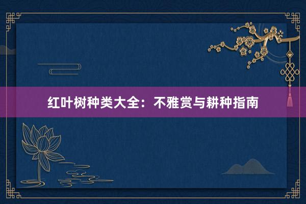红叶树种类大全：不雅赏与耕种指南